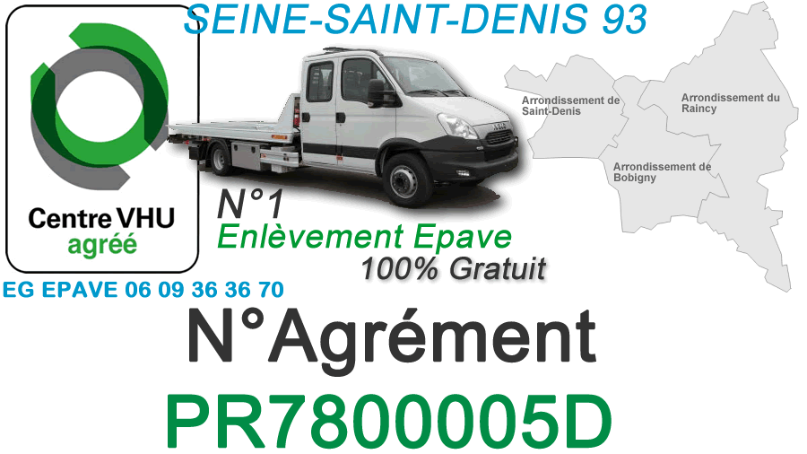 enlevement epave gratuit Seine Saint Denis 93
